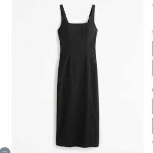 NWOT Abercrombie & Fitch Black Stretch Column Midi Dress